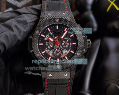 Copy Hublot Big Bang Skeleton Automatic Black Mens Watch 48MM